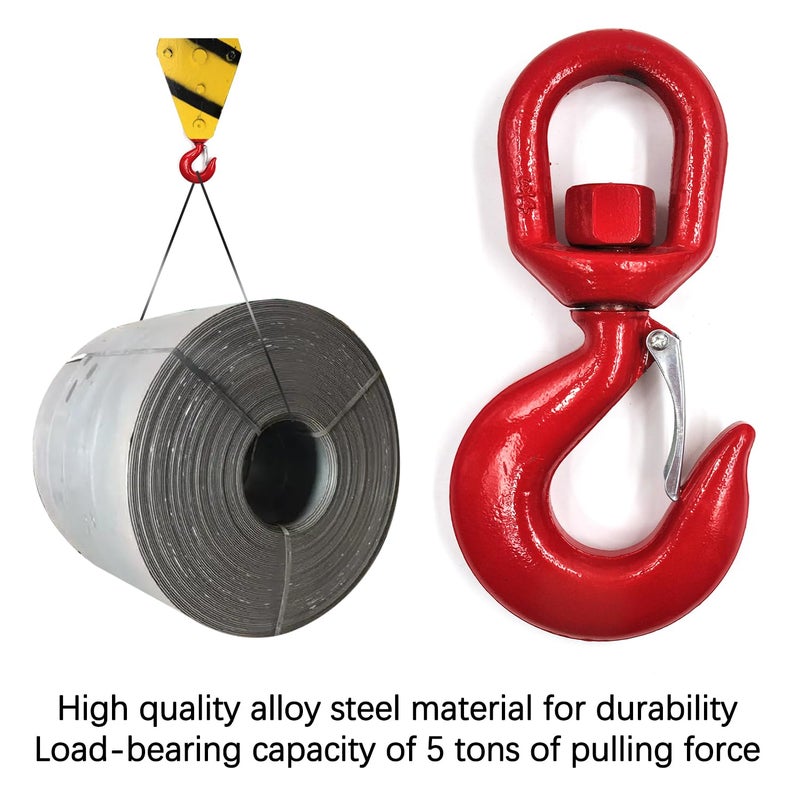 FlixGrdy 5 Tons Lifting Swivel Hook with Safety Latch 3/4'' and 11000 lbs Load Capacity, Heavy Duty Swivel Lifting Hook for Lifting - Image 4